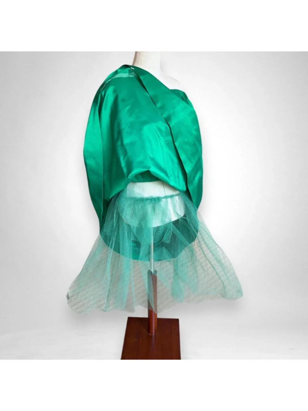 Vtg Lorrie Deb San Francisco Emerald Green Satin Cocktail Dress XS 1950s - Picture 9 of 9